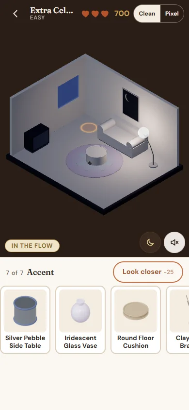 An Extra Celestial room in the evening with the lamps glowing