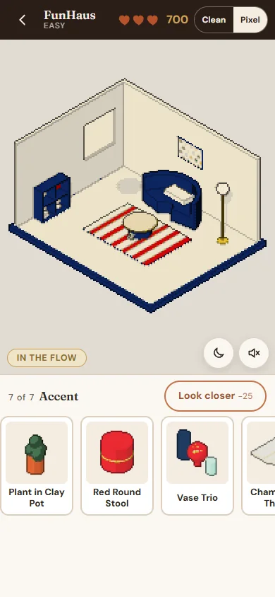 A FunHaus room in the Pixel look